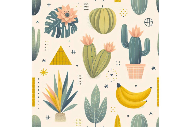 cute-tropcal-set-with-bananas-cacti-and-le