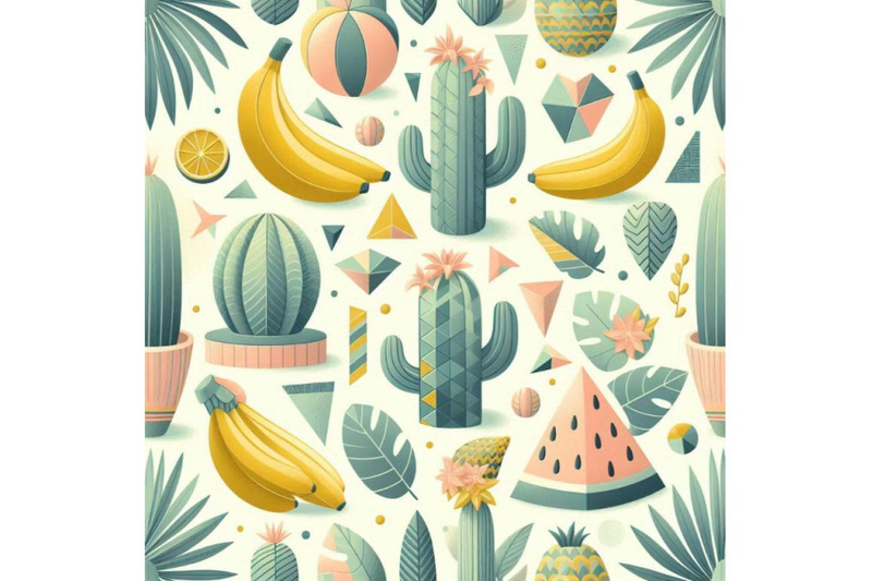 cute-tropcal-set-with-bananas-cacti-and-le