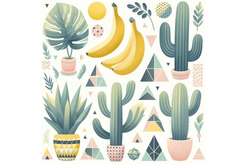 cute-tropcal-set-with-bananas-cacti-and-le