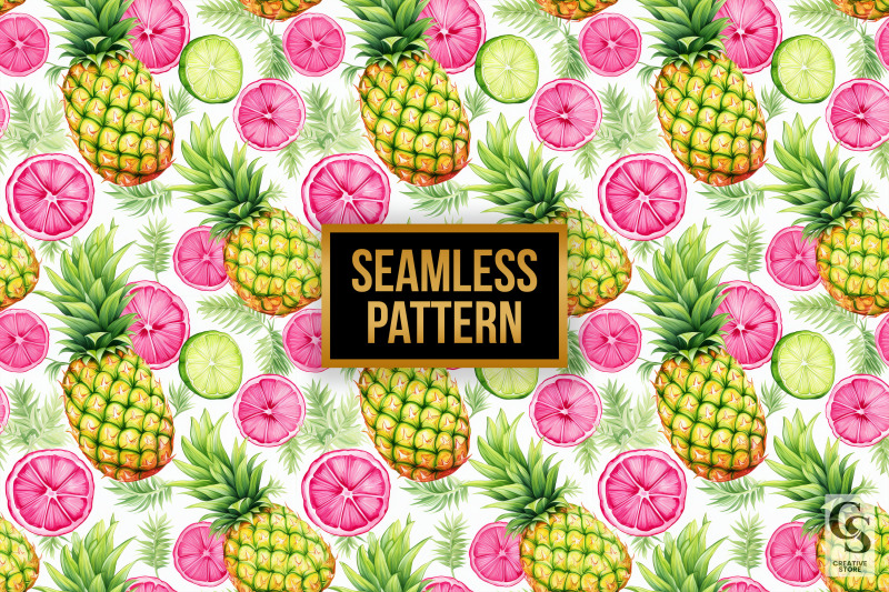 watercolor-pineapple-amp-lemon-039-s-seamless-patterns