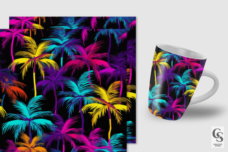 neon-palm-trees-digital-papers