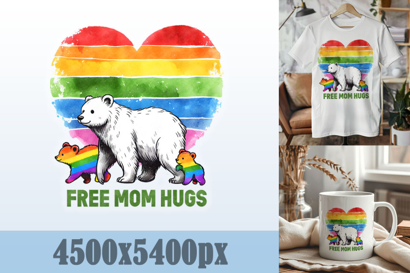 free-mom-hugs-polar-bear-art