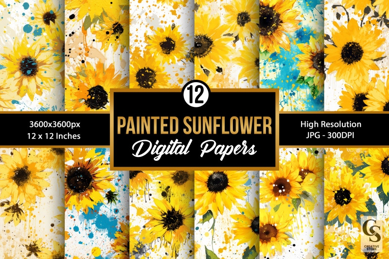 summer-yellow-painted-sunflowers-digital-papers