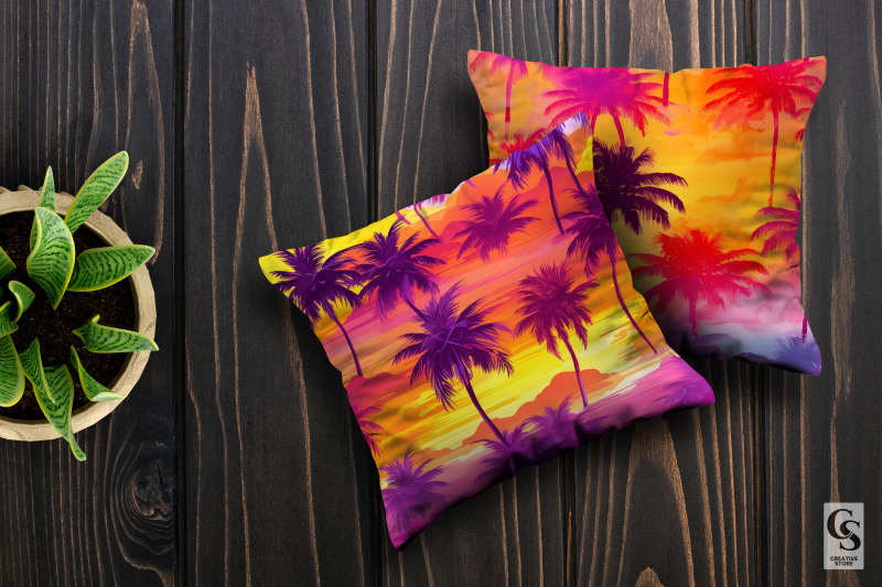 summer-tropical-sunset-seamless-patterns