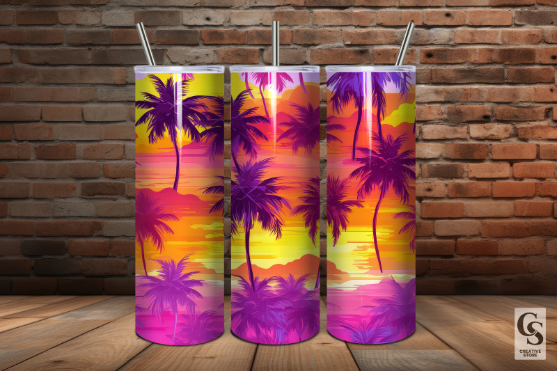 summer-tropical-sunset-seamless-patterns