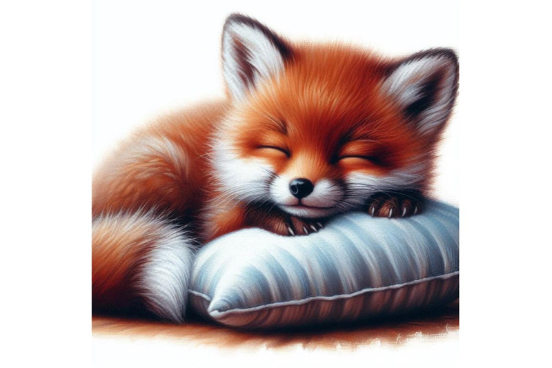 a-cute-sleeping-red-fox-cub-with-a-pillow