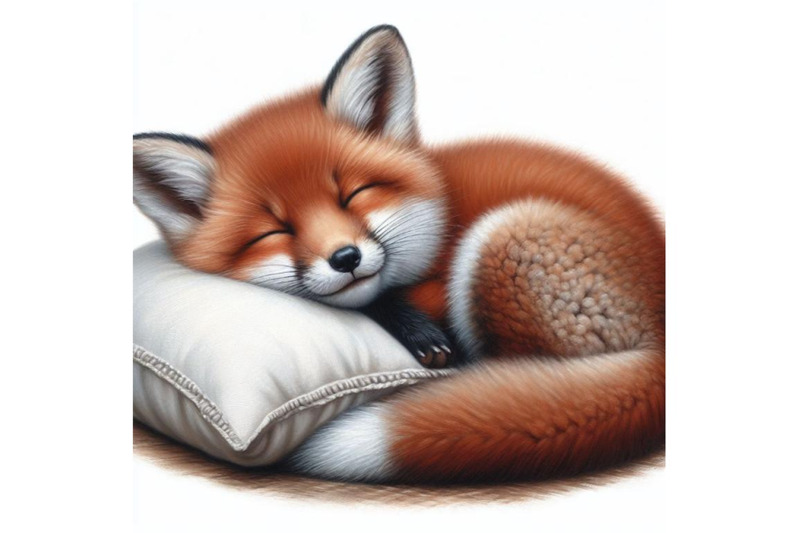 a-cute-sleeping-red-fox-cub-with-a-pillow