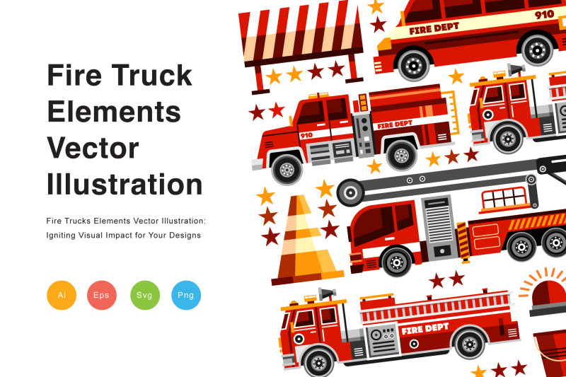 fire-trucks-elements-vector-illustration