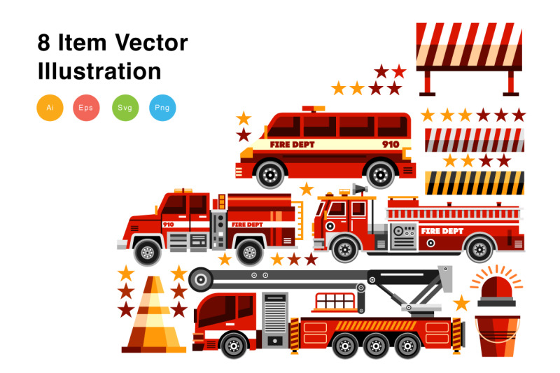 fire-trucks-elements-vector-illustration