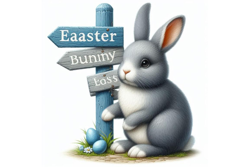 easter-bunny-with-signpost-in-gray-and