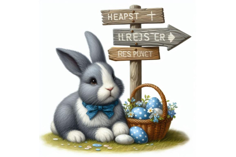 easter-bunny-with-signpost-in-gray-and