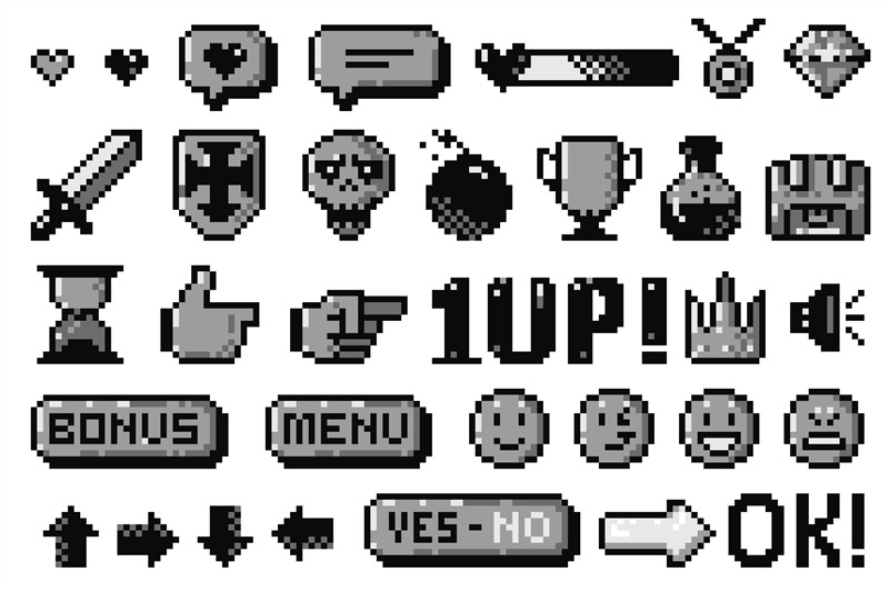 black-pixel-game-icons-8-bit-arcade-game-assets-simple-cursor-hand-i