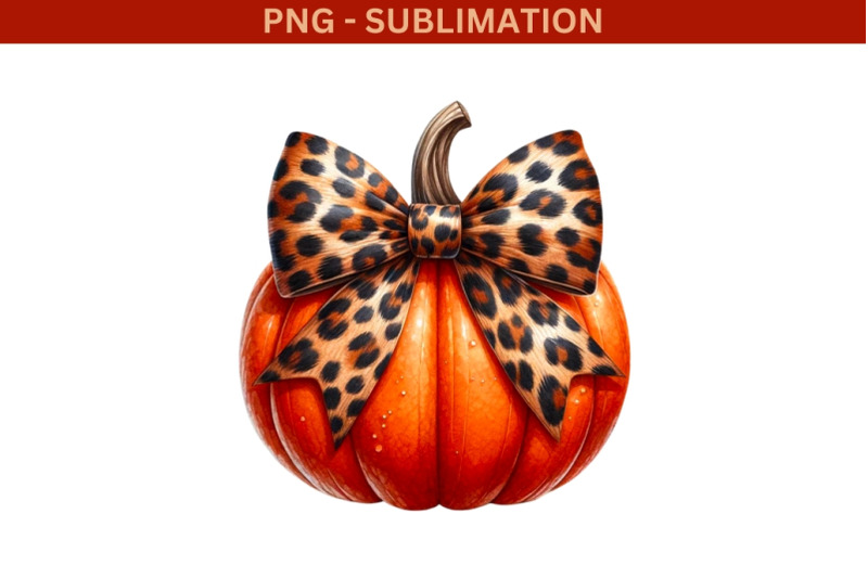 pumpkin-with-a-leopard-bow-sublimation-designs