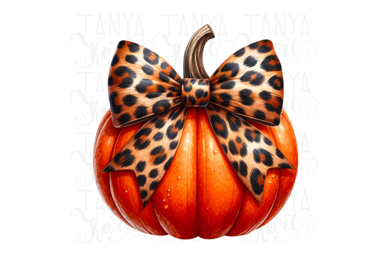 pumpkin-with-a-leopard-bow-sublimation-designs