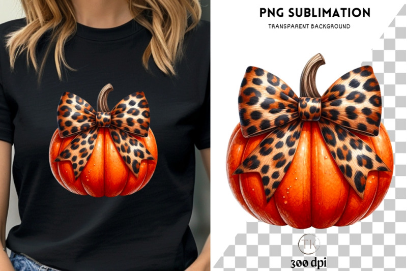 pumpkin-with-a-leopard-bow-sublimation-designs