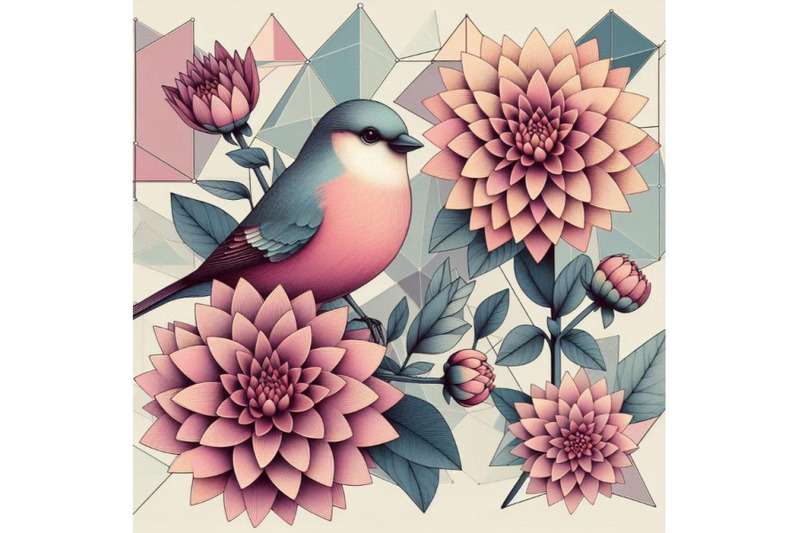 a-little-bird-and-blooming-dahlia-flowers