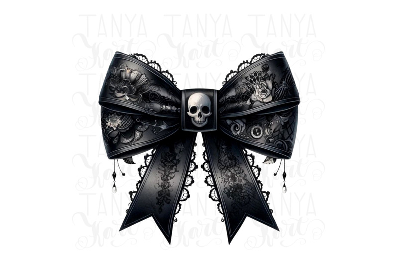 dark-gothic-bow-sublimation-print-watercolor-halloween