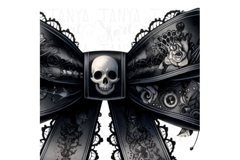 dark-gothic-bow-sublimation-print-watercolor-halloween