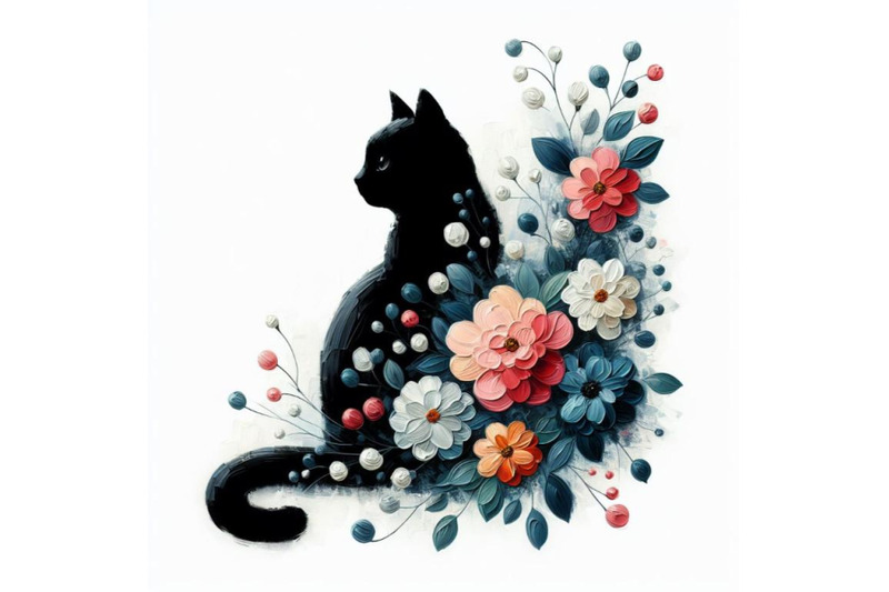 beautiful-black-cat-silhouette-with-flowers