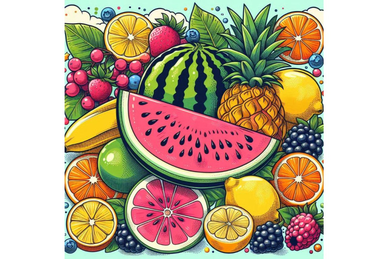 tropical-fruits-poster-with-watermelon