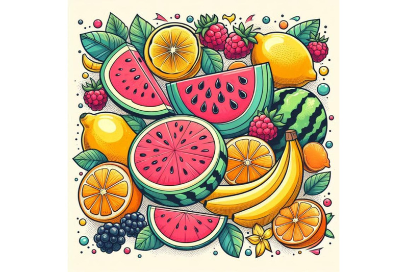 tropical-fruits-poster-with-watermelon