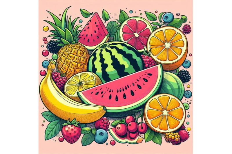 tropical-fruits-poster-with-watermelon