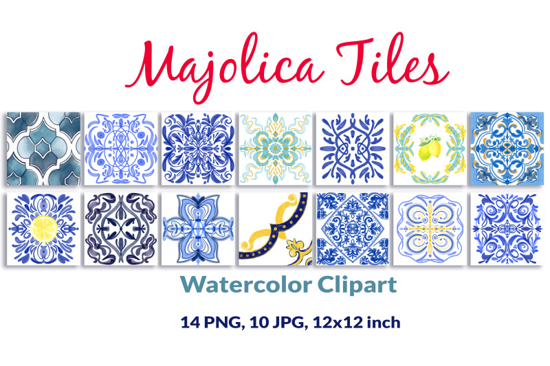 majolica-tiles-kitchen-watercolor-clipart-sublimation-design-wedding-b