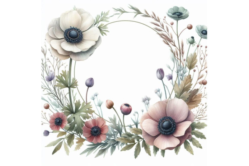 watercolor-frame-with-anemone-and-h