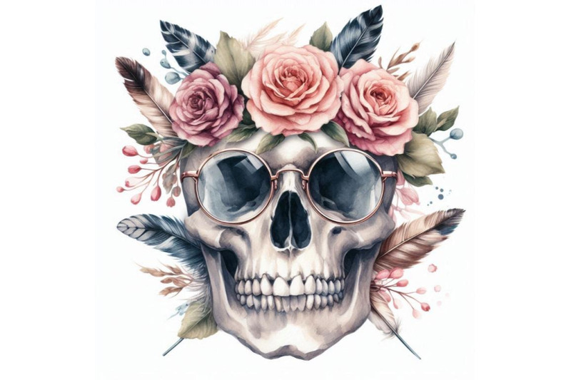 watercolor-human-skull-in-trendy-glass