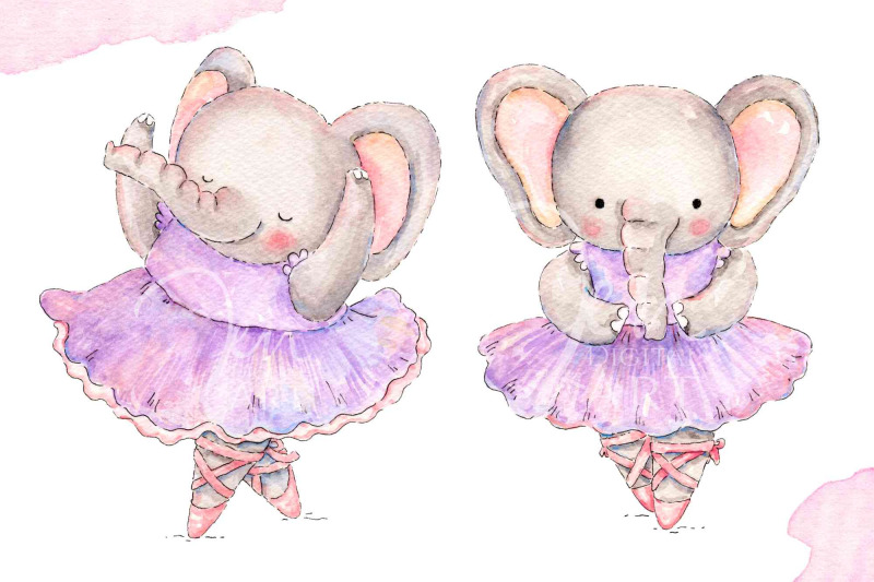 watercolour-ballerina-elephants