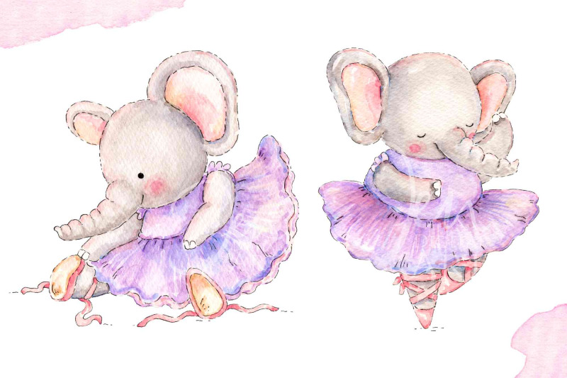 watercolour-ballerina-elephants