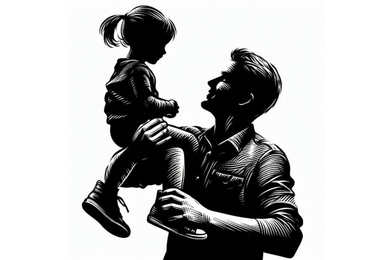 hand-drawn-drawing-of-dad-and-the-child