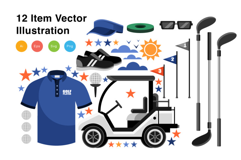 golf-elements-vector-illustration