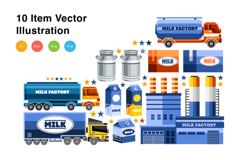 milk-factory-elements-vector-illustration