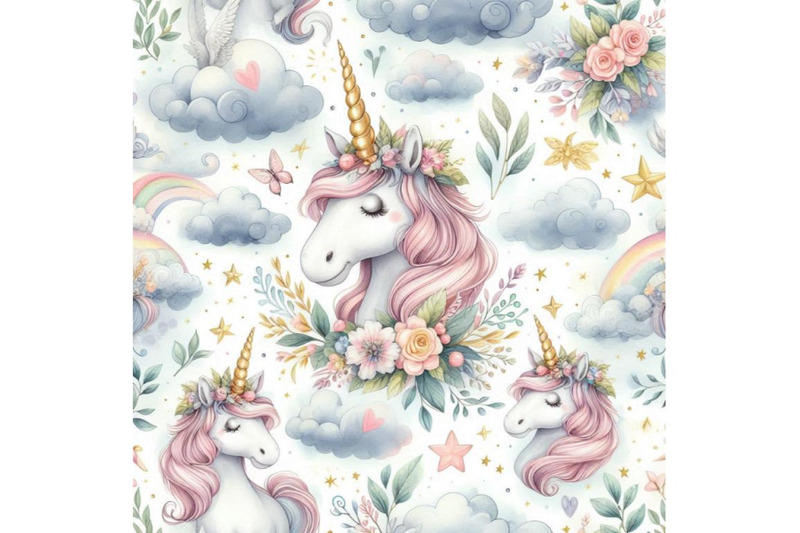 watercolor-unicorn-seamless-pattern