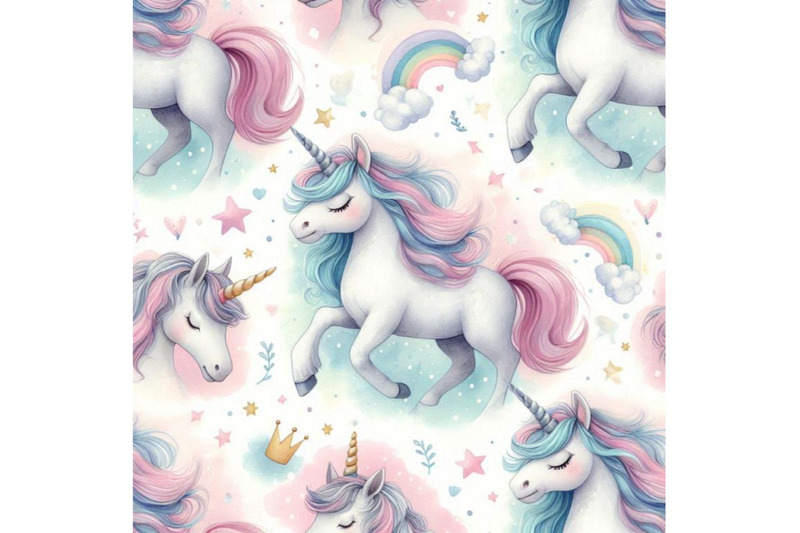 watercolor-unicorn-seamless-pattern