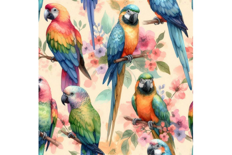 watercolor-parrots-seamless-pattern