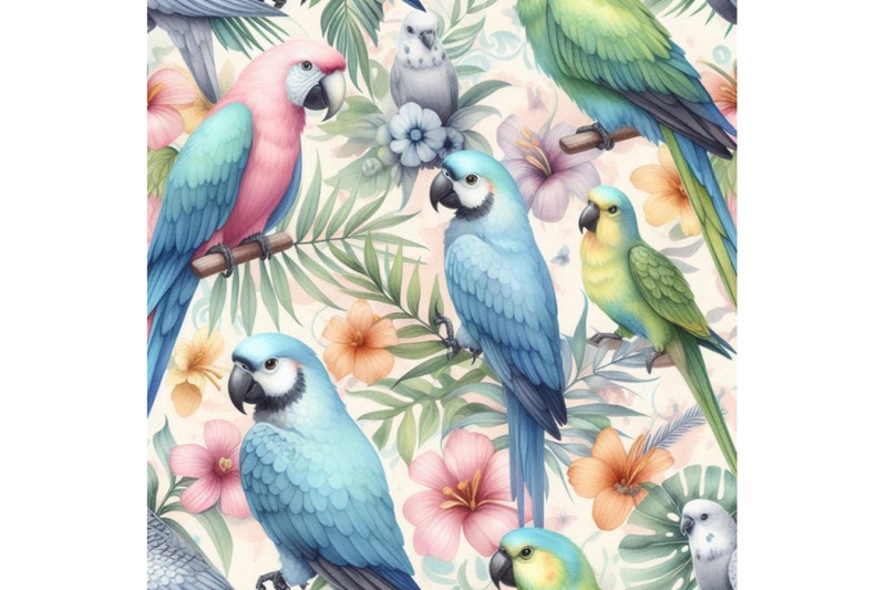 watercolor-parrots-seamless-pattern