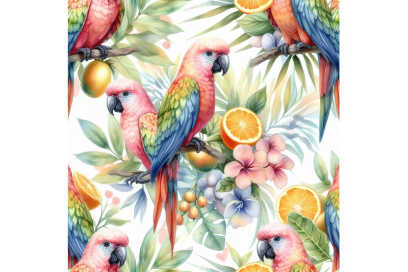 watercolor-parrots-seamless-pattern