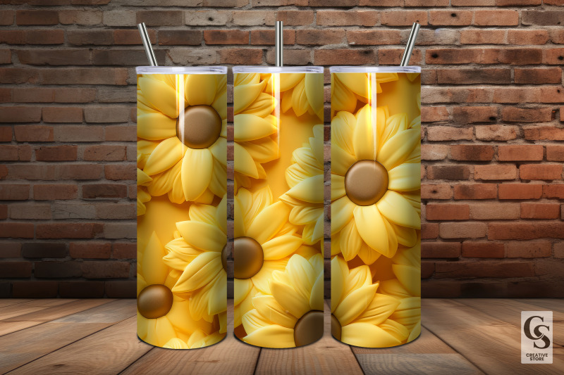 inflated-3d-sunflowers-digital-papers