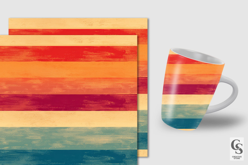 sunset-retro-grunge-stripes-digital-papers