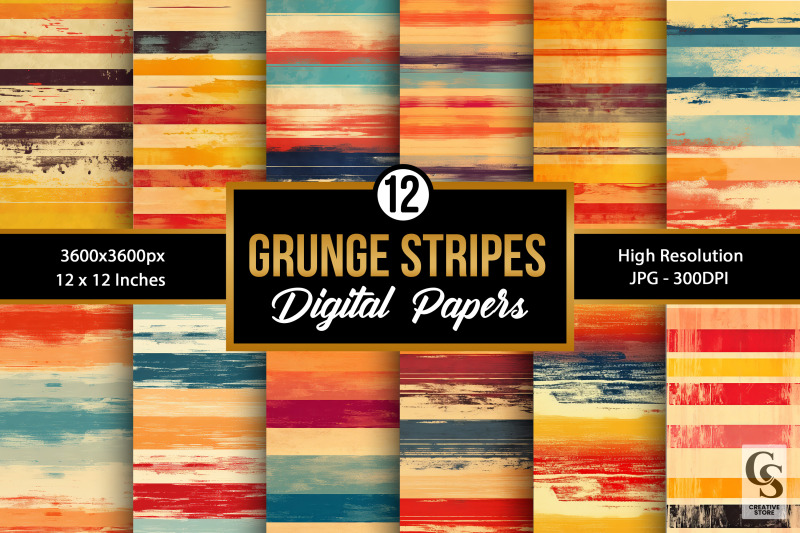 sunset-retro-grunge-stripes-digital-papers