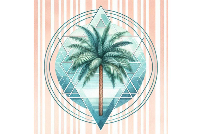 watercolor-palm-tree-print-in-geometri