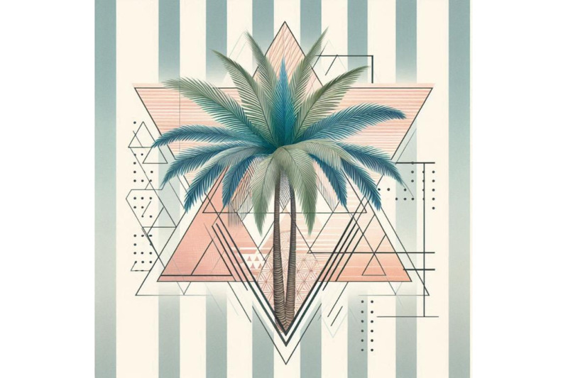 watercolor-palm-tree-print-in-geometri