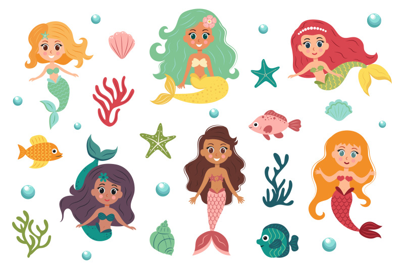 cute-little-mermaid-girls-set