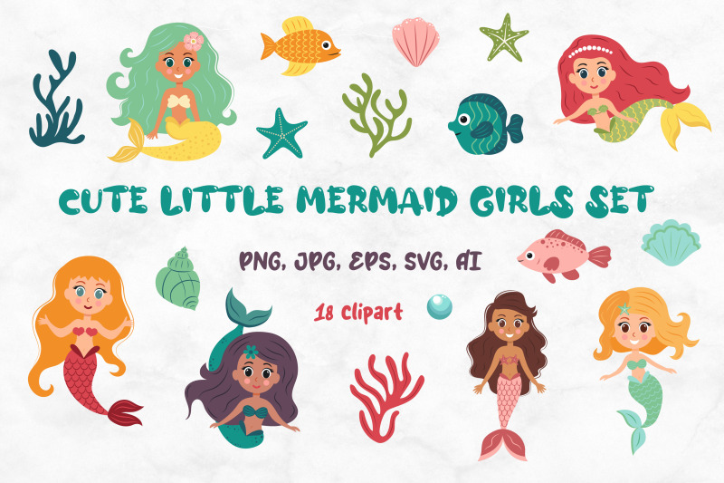 cute-little-mermaid-girls-set