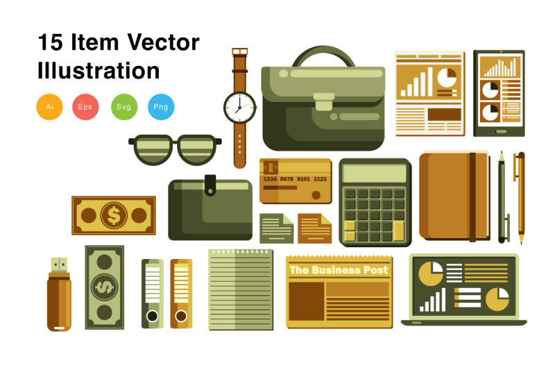 office-supplies-vector-illustration