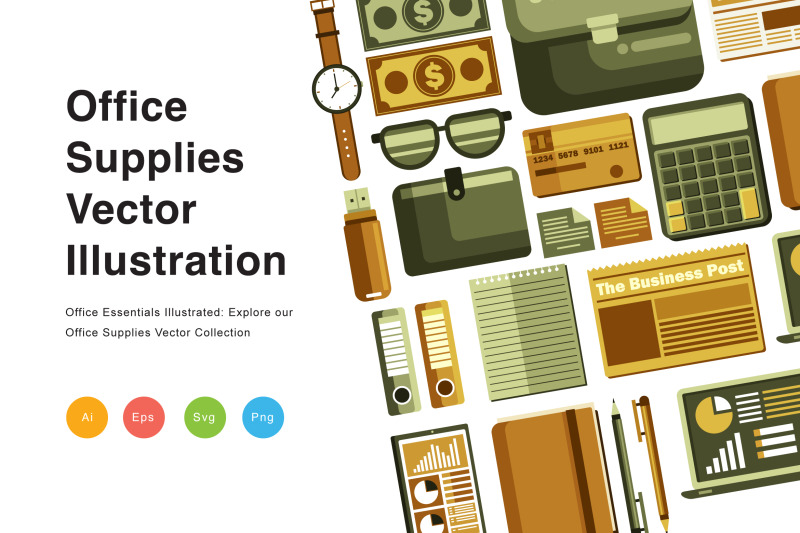 office-supplies-vector-illustration