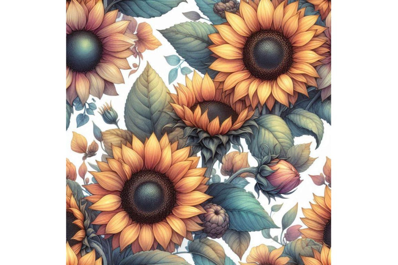 watercolor-seamless-pattern-with-sunflowers