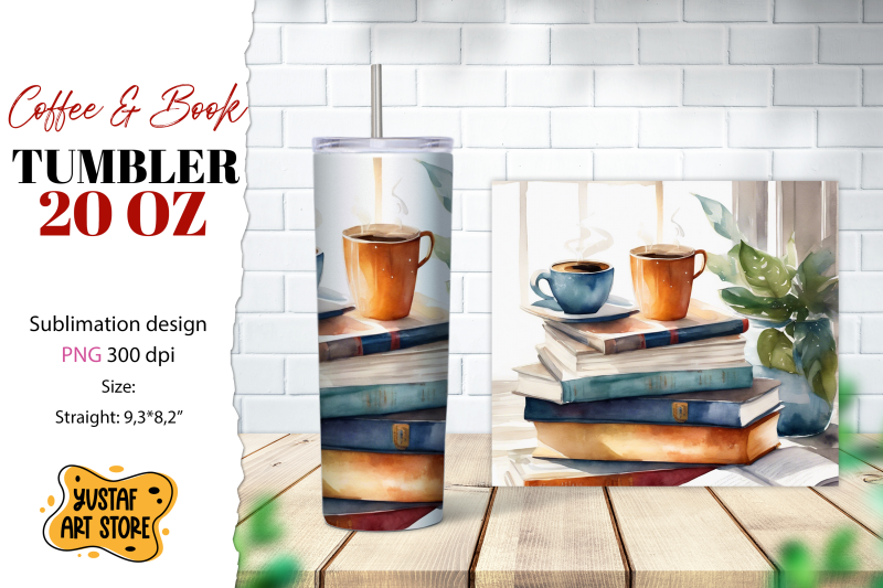 coffee-tumbler-wrap-coffee-and-book-sublimation-design